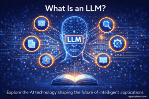 Large Language Model concept showing AI-powered reasoning, content generation, and intelligent automation systems by ugurcoban.com